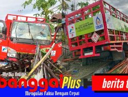 Hilang Kendali Akibat Sopir Ngantuk, Truck Gas Seruduk Pagar Rumah Warga Kintom