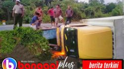 Truk Paket Shopee Tergelincir ke Sungai Desa Manyula Kintom, Pengemudi Selamat